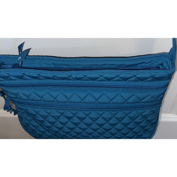 Vera Bradley Turquoise Microfiber Large Hipster Crossbody Trio Zip Bag Mint - Picture 5 of 12